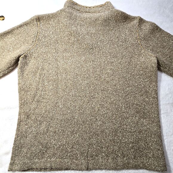 Crazy Horse Womens  V-Neck SZ M Brown Long Sleeve Sweater Suede Trim Stitch - Picture 2 of 5